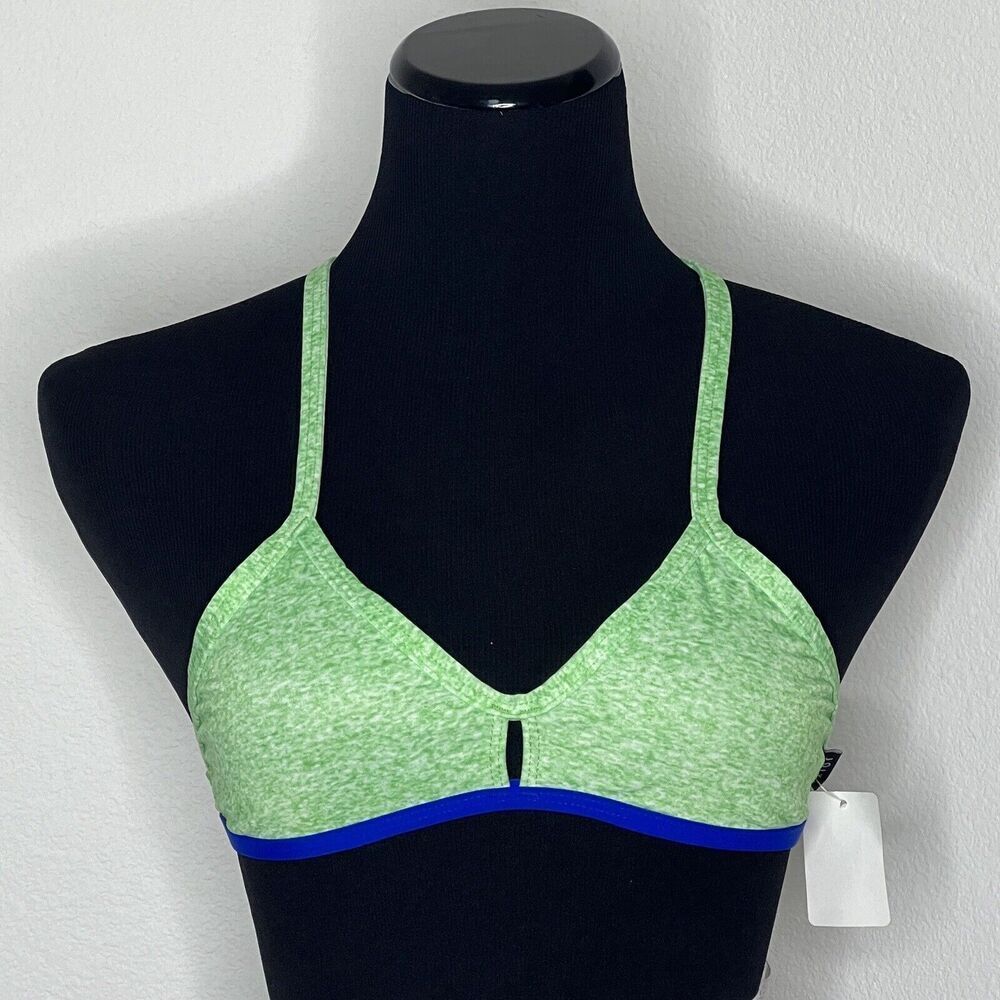 Jolyn Vent Bikini Top Green Blue‎ Trim Small New With Tags